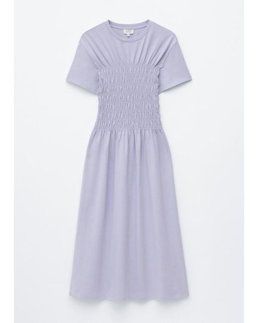 & Other Stories Purple Smocked Midi Dress