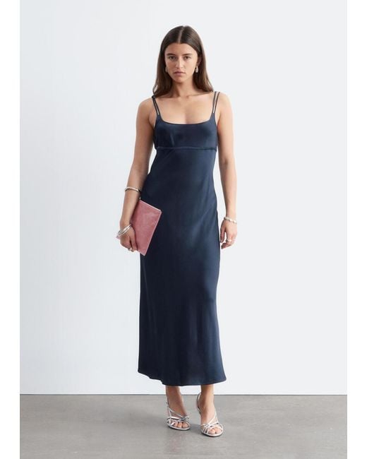 & Other Stories Blue Double-Strap Slip Dress