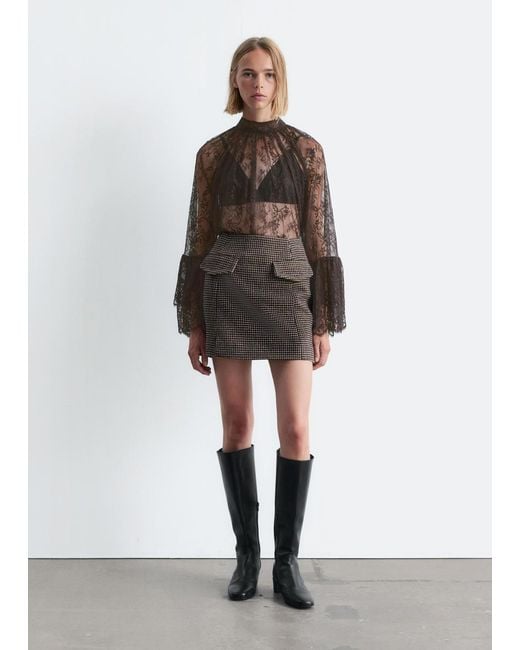 & Other Stories Black Flap-Pocket Mini Skirt