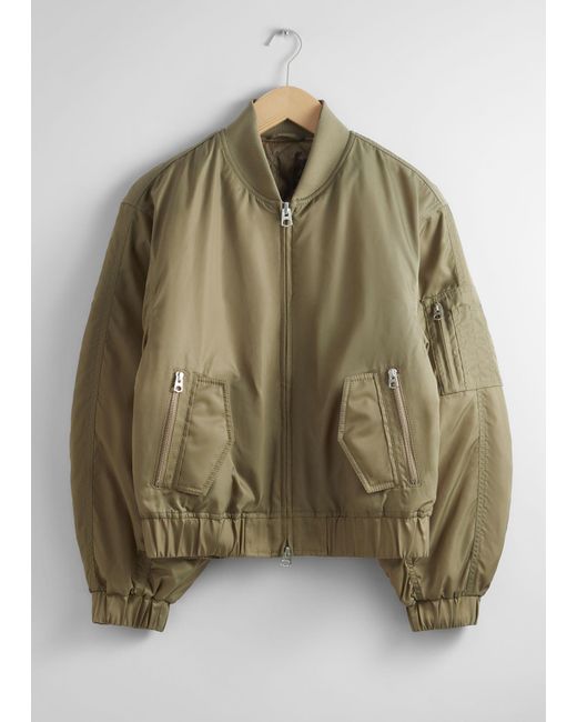 & Other Stories Green Boxy Zip-up Jacket