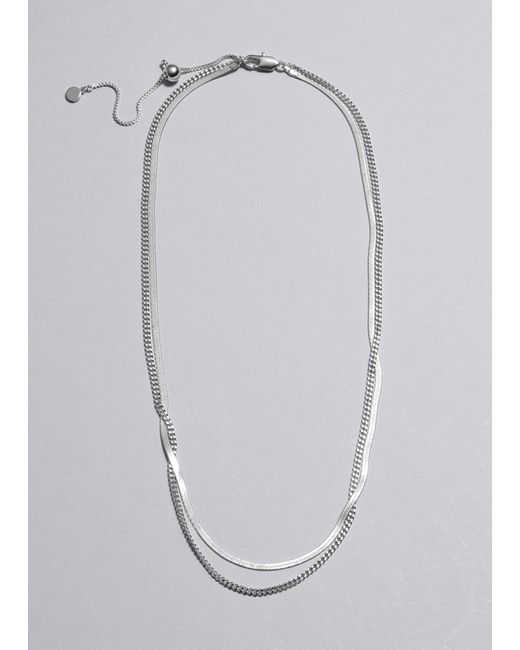 & Other Stories White Double Chain Necklace