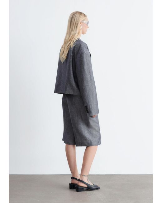 & Other Stories Gray Cropped Oversized Blazer