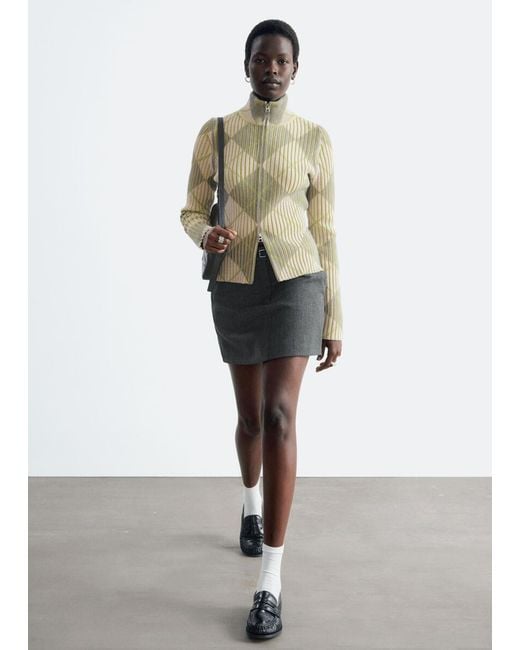 & Other Stories Natural Wool-Cotton Zip Cardigan