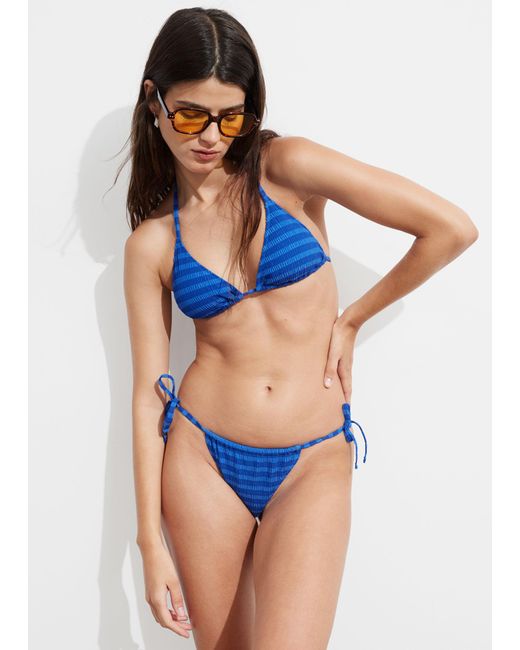 & Other Stories Blue Tie-detailed Triangle Bikini Top