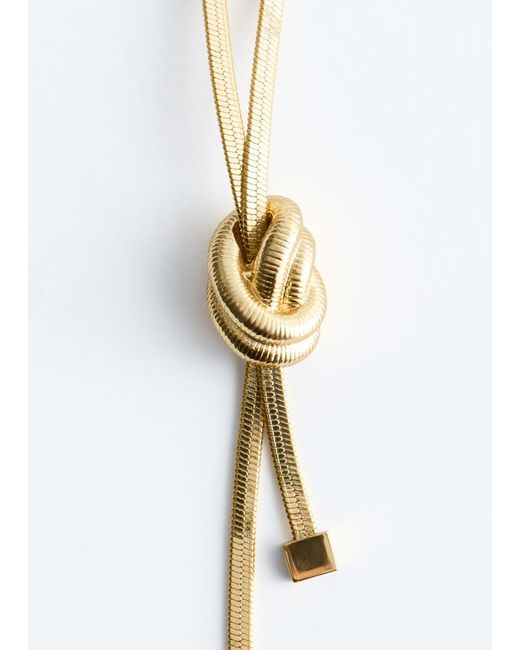 & Other Stories Brown Knot-Detail Lariat Necklace
