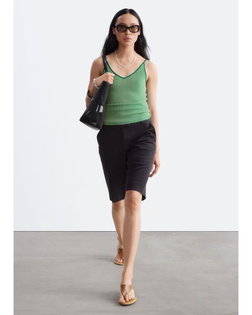 & Other Stories Black Tailored Knee-Length Shorts