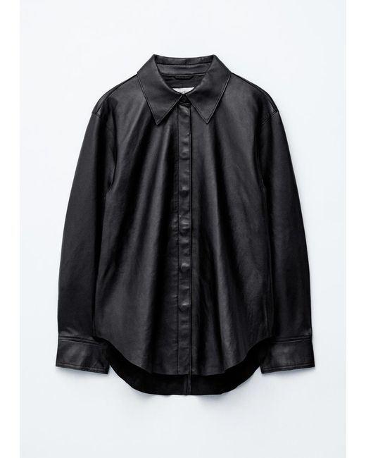 & Other Stories Red Oversized Leather Shirt