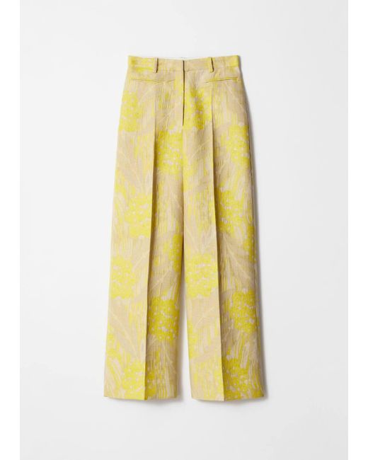 & Other Stories Yellow Jacquard Press-Crease Trousers
