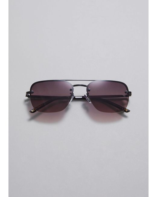 & Other Stories Purple Rimless Aviator-style Sunglasses