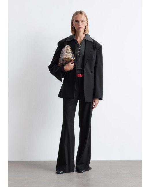 & Other Stories Black Double-Breasted Wool Blazer