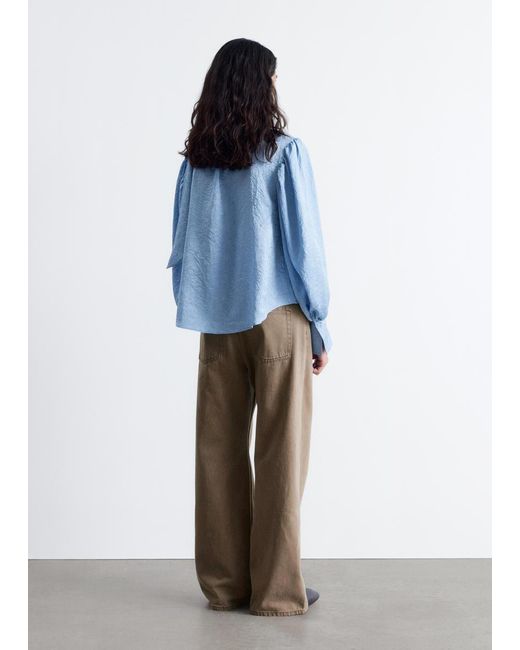 & Other Stories Blue Bow-Collar Blouse