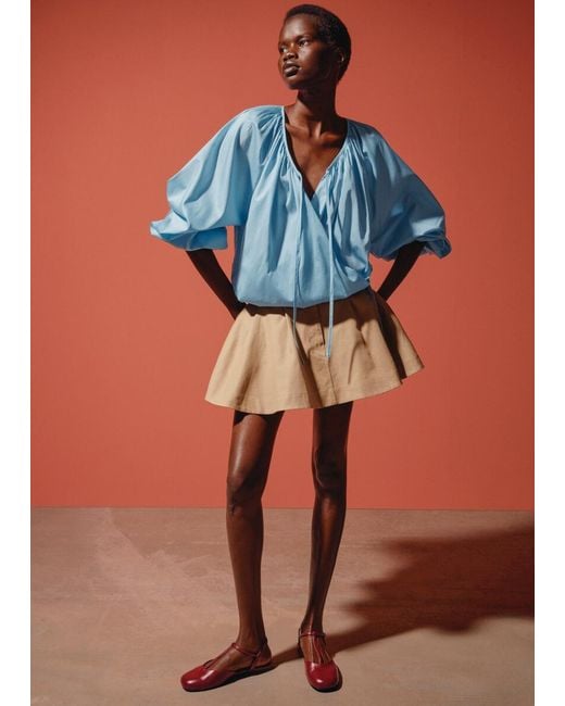 & Other Stories Red Pleated Mini Skirt