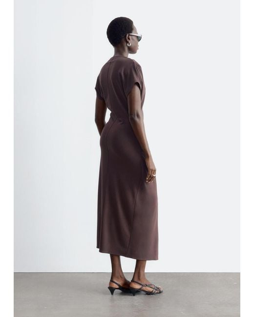 & Other Stories Brown Draped Wrap Waist Dress