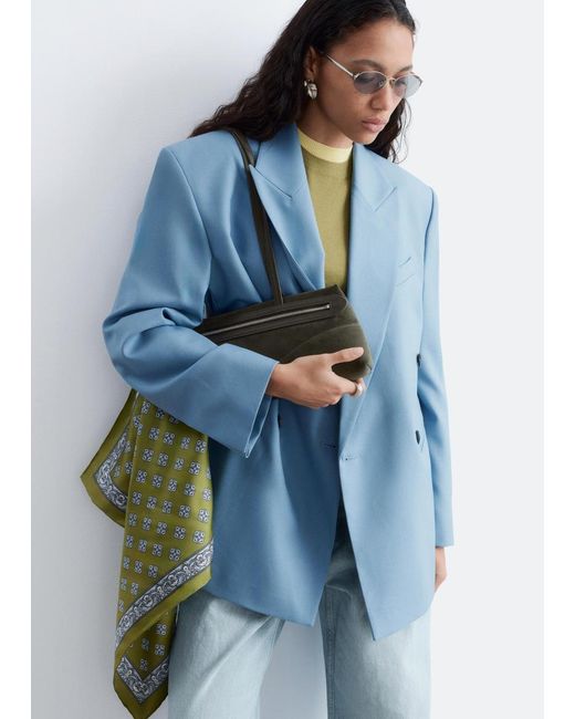 & Other Stories Blue Double-Breasted Wool Blazer