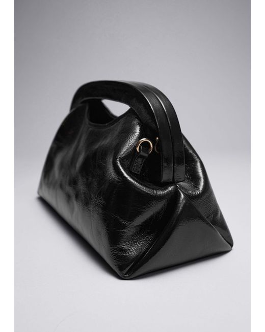 & Other Stories Black Leather Clutch Bag