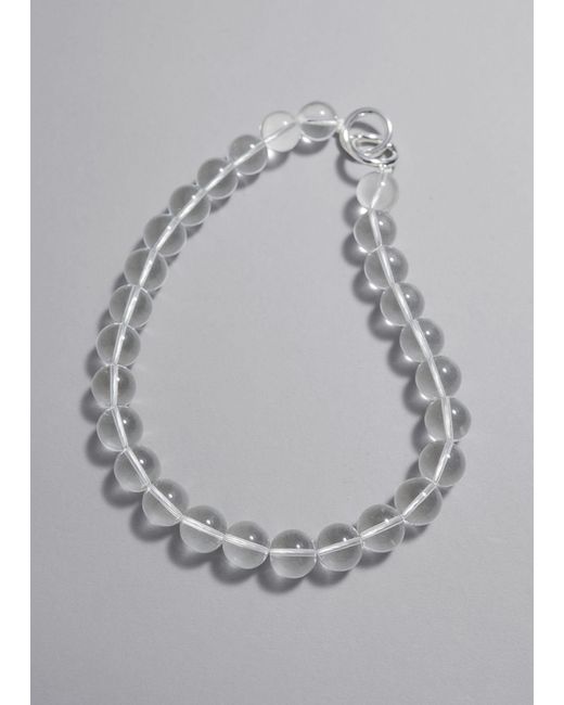 & Other Stories White Glass Bead Necklace