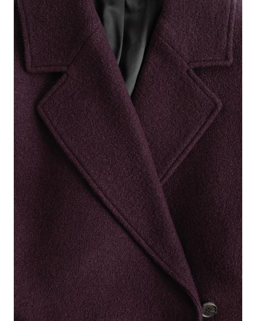 & Other Stories Purple Voluminous Belted Wool Coat
