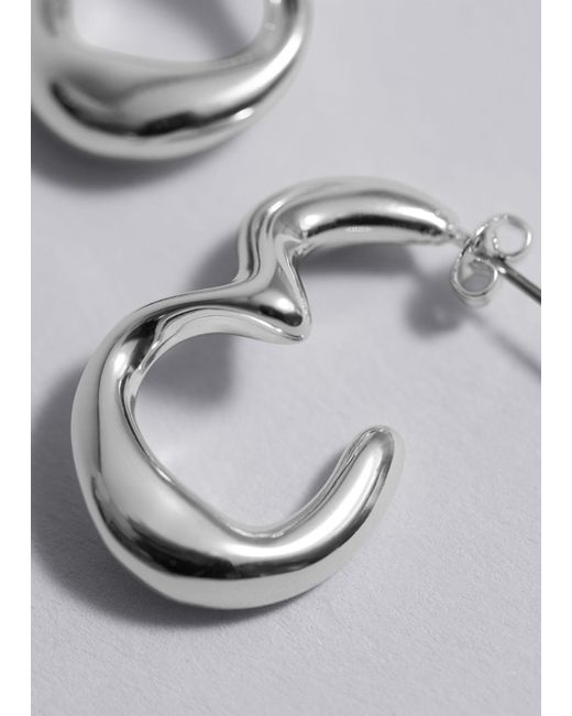 & Other Stories Metallic Sculpted Hoop Earrings