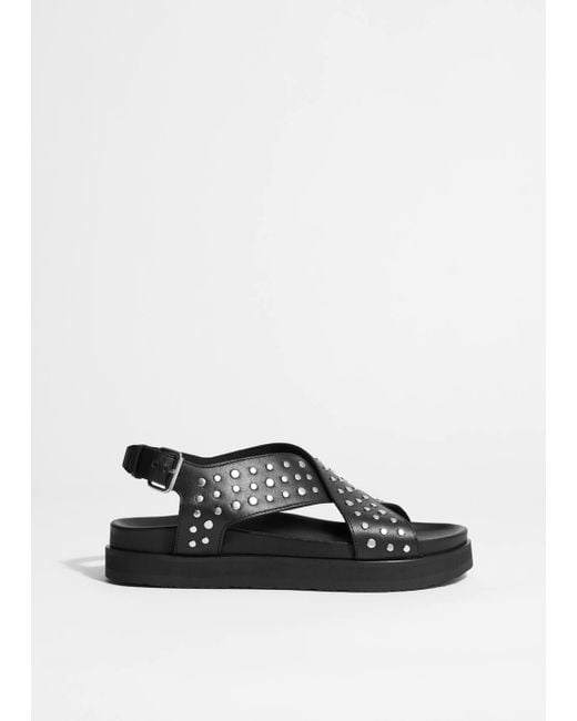 & Other Stories White Studded Leather Sandals