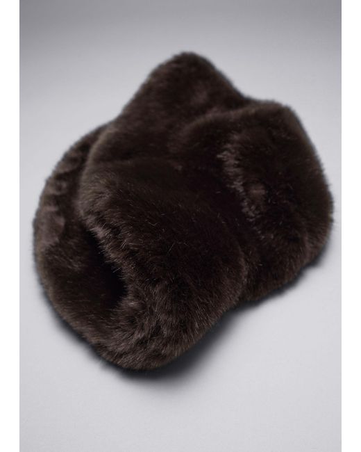 & Other Stories Brown Faux Fur Bucket Hat