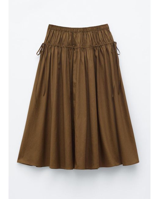 & Other Stories Pink Cotton Drawstring Midi Skirt