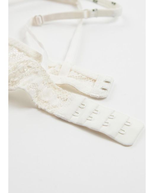 & Other Stories White Lace-Trimmed Soft Bra