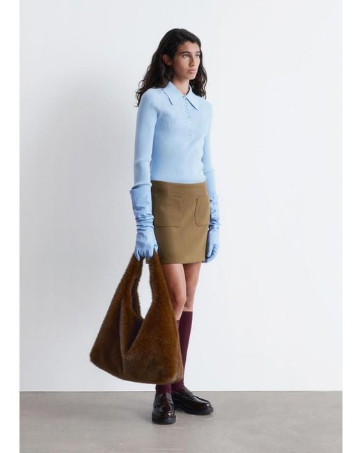 & Other Stories Blue A-Line Mini Skirt