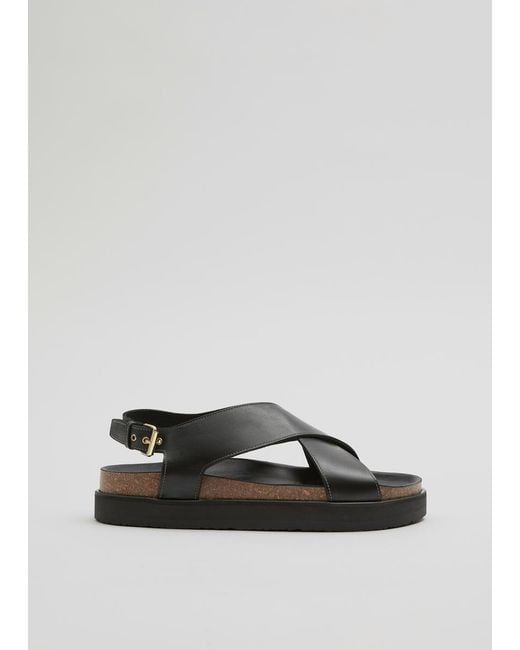 & Other Stories Black Criss-Cross Leather Sandals