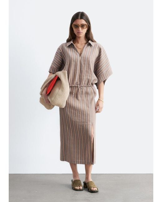 & Other Stories Brown Drawstring Cropped Top