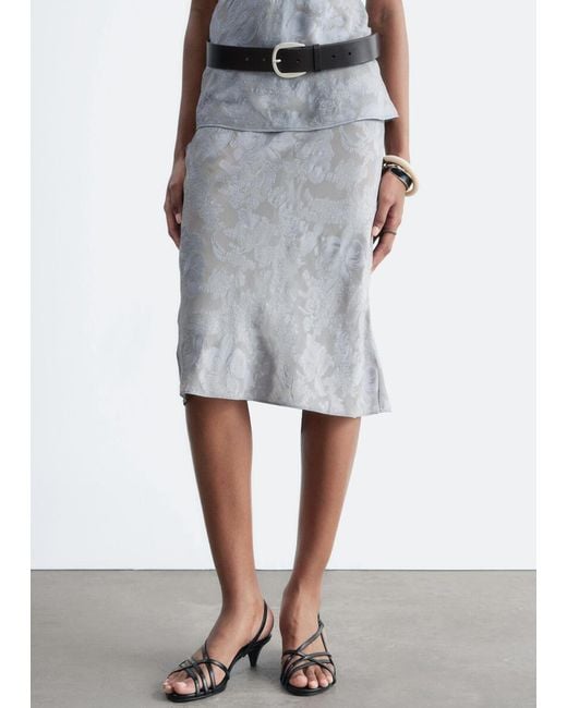 & Other Stories White Sheer Silk-Blend Midi Skirt