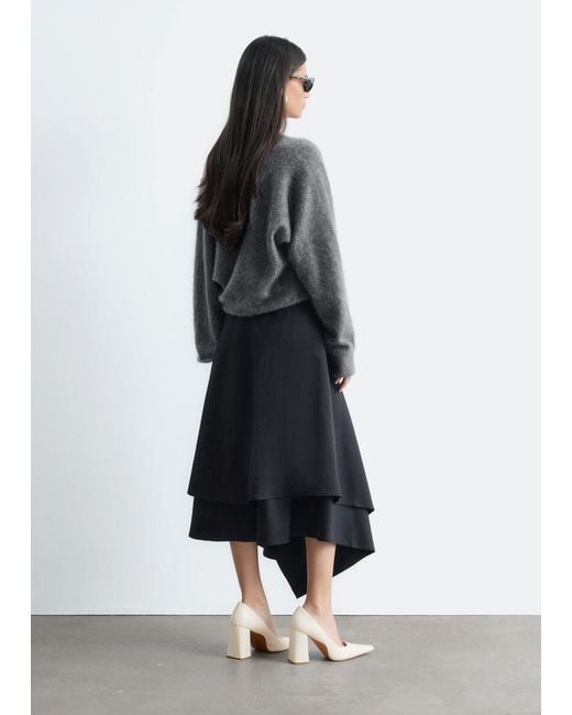 & Other Stories White Double Layer Asymmetric Skirt