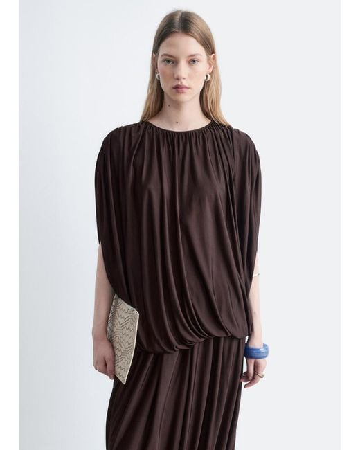 & Other Stories Brown Draped Jersey Top
