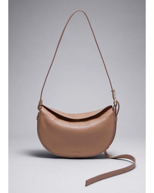 & Other Stories Gray Small Leather Shoulder Bag