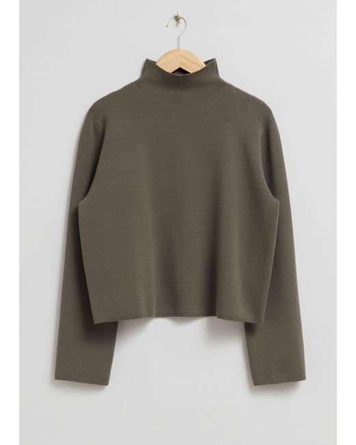 & Other Stories Brown Boxy Turtleneck Knit Sweater