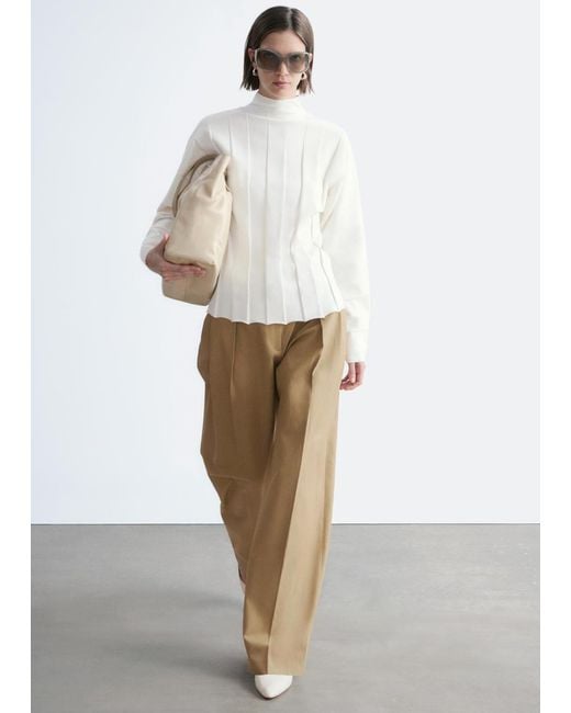 & Other Stories White Ribbed Mock-Neck Top