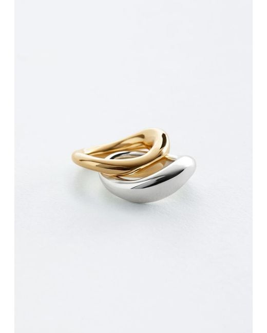 & Other Stories White Contrasting Irregular Ring Set