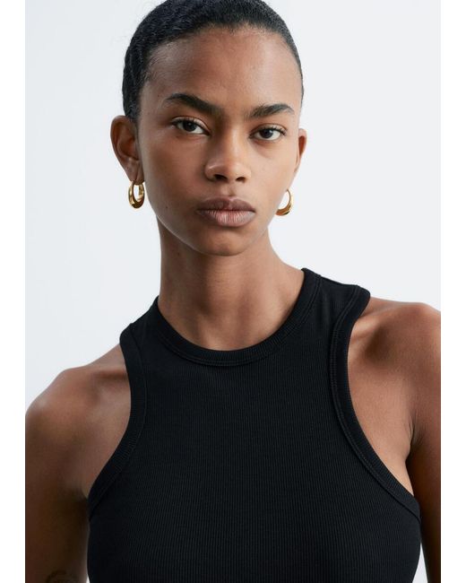 & Other Stories Black Ribbed Tank Top