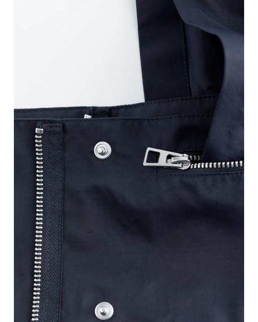 & Other Stories Blue Drawstring Parka Coat