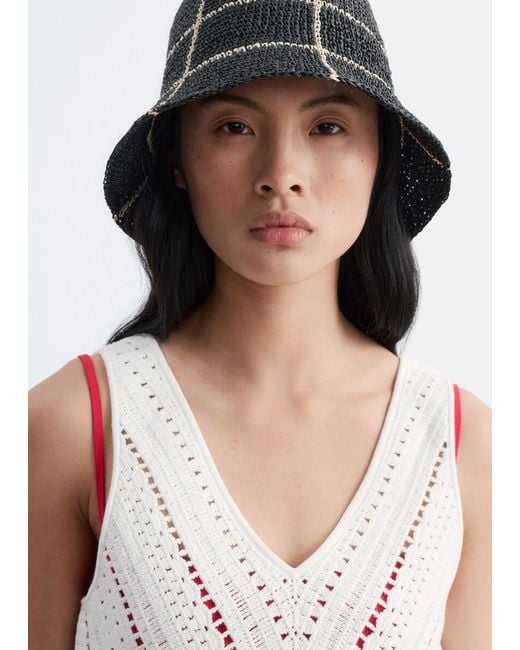 & Other Stories Black Woven Straw Bucket Hat