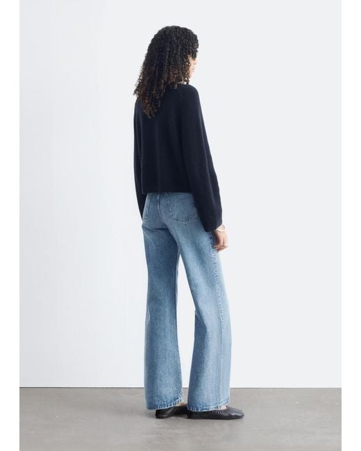 & Other Stories Blue Relaxed Wool-Cotton Cardigan