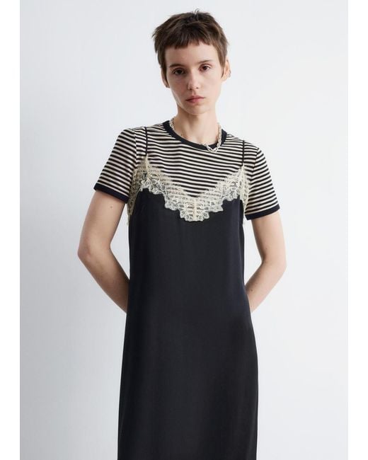 & Other Stories White Satin Slip Midi Dress