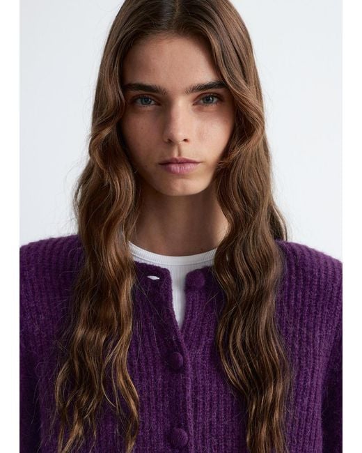 & Other Stories Purple Rib-Knit Cardigan