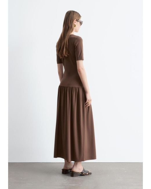 & Other Stories Brown Longline Jersey Maxi Dress