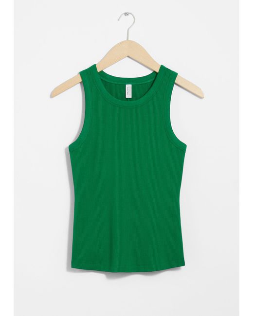 & Other Stories Green Fitted Tank Top