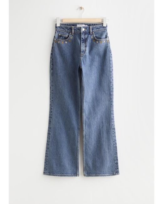 & Other Stories Blue Flared Cropped Jeans