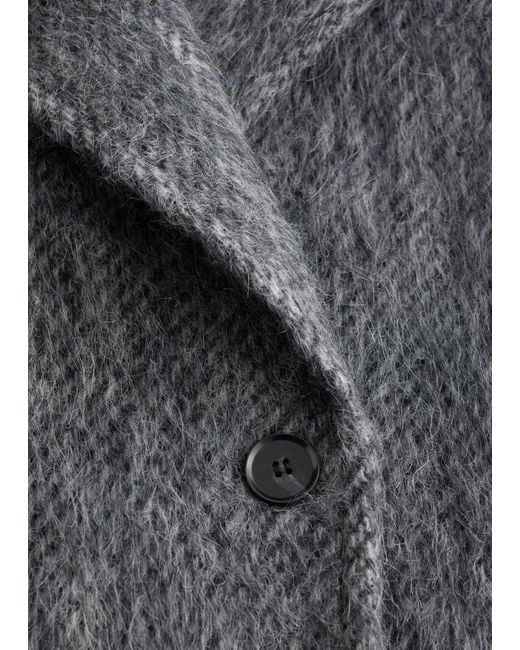 & Other Stories Gray Brushed Wool-Blend Coat