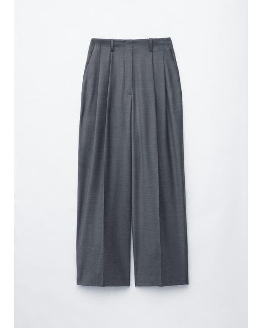 & Other Stories Gray High-Waist Tailored Trousers
