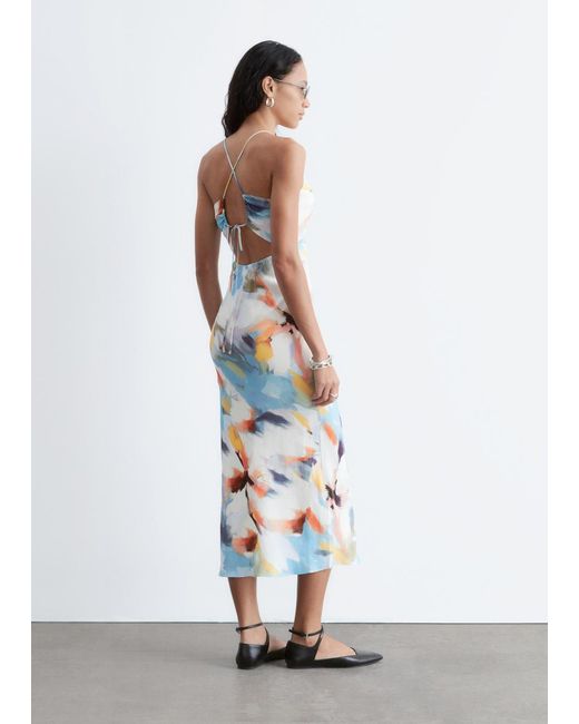 & Other Stories White Satin Slip Midi Dress