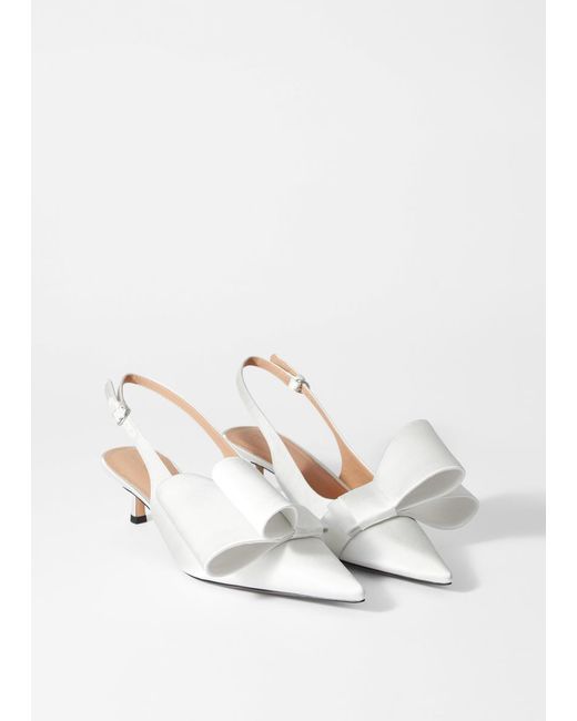 & Other Stories White Bow-Embellished Satin Pumps