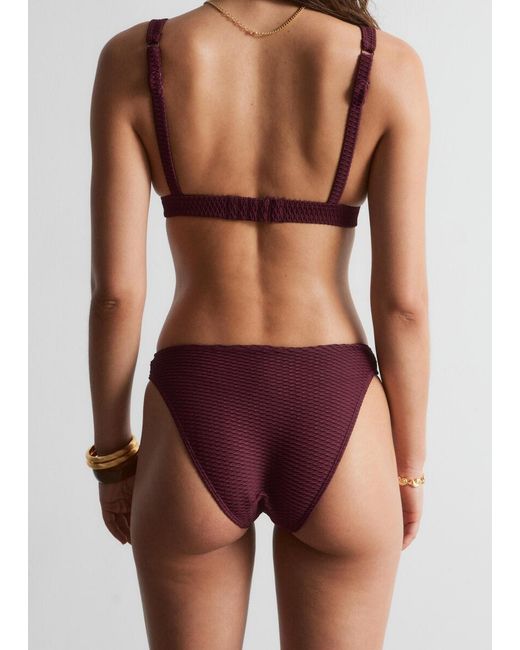 & Other Stories Purple Textured Triangle Bikini Top